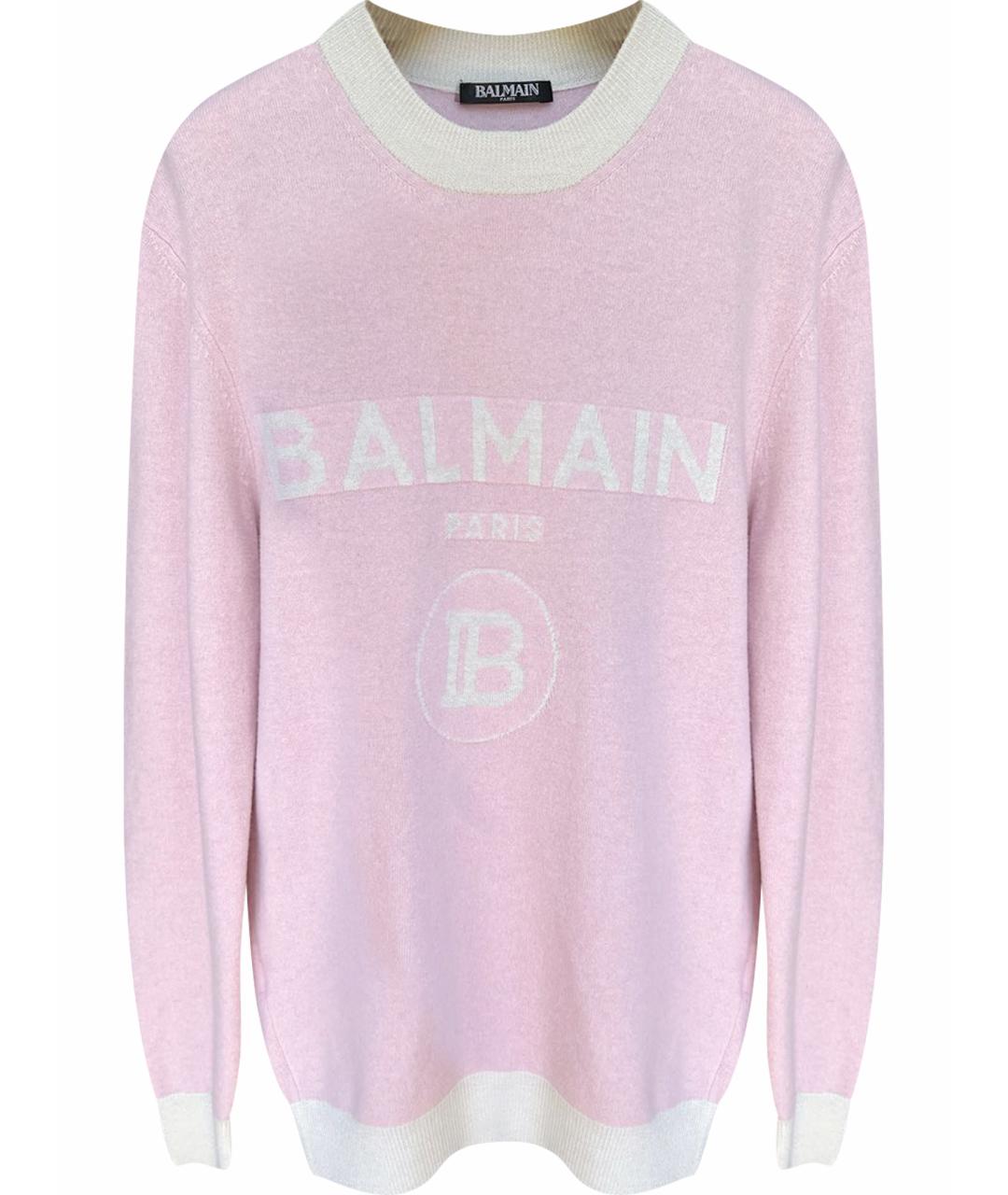 BALMAIN Розовый шерстяной джемпер / свитер, фото 1