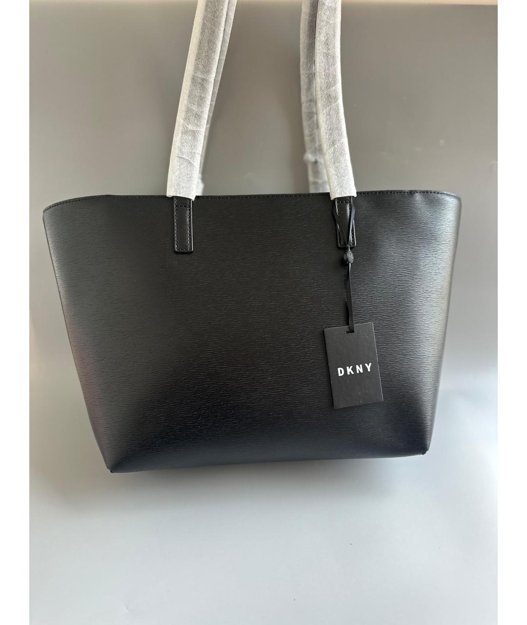 DKNY Черная кожаная сумка тоут, фото 4