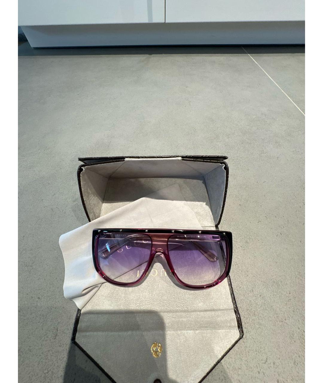 GUCCI Фиолетовые пластиковые солнцезащитные очки, фото 4