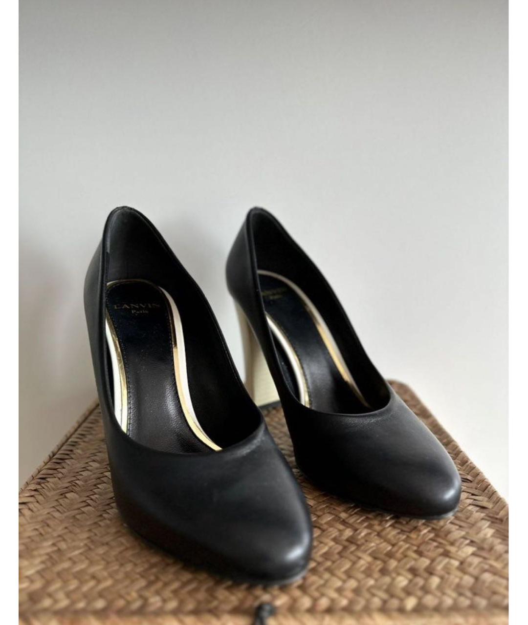 LANVIN Черные кожаные туфли, фото 2