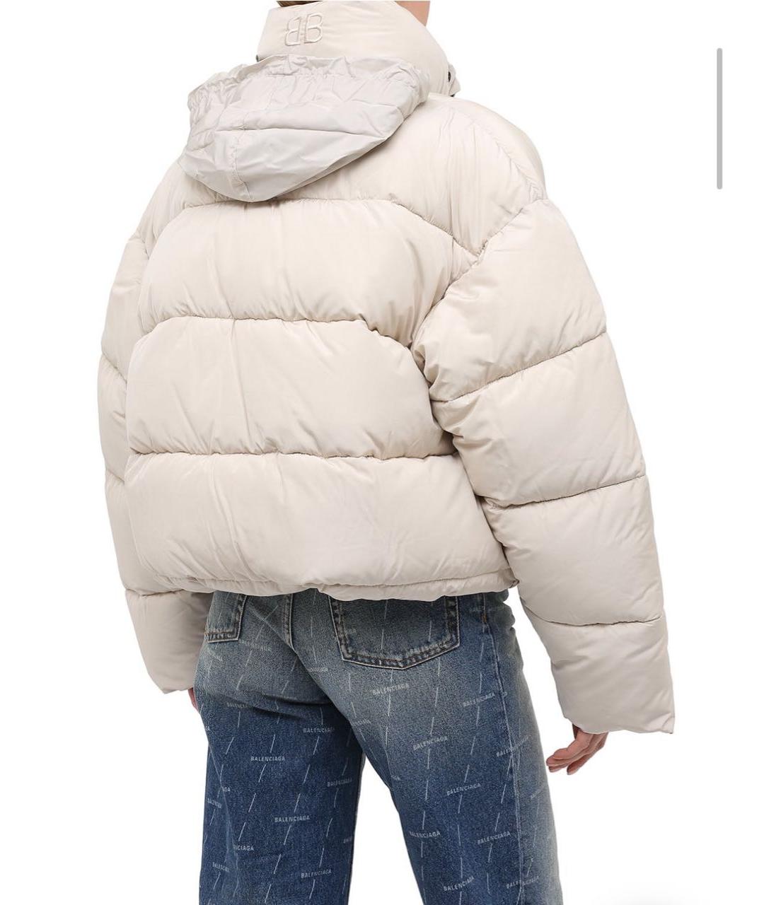 BALENCIAGA Бежевый полиэстеровый пуховик, фото 5