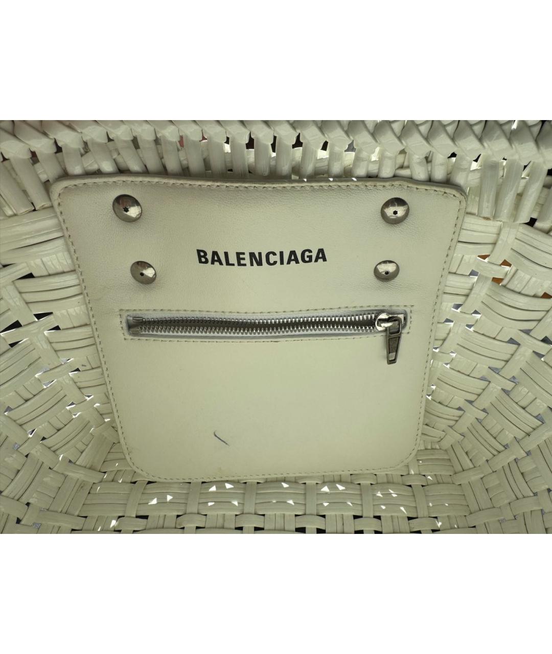 BALENCIAGA Белая плетеная сумка тоут, фото 6