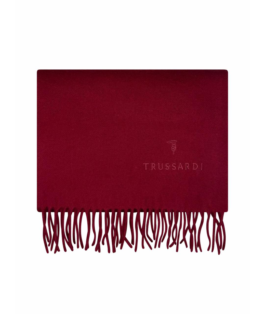 TRUSSARDI Бордовый шерстяной шарф, фото 1