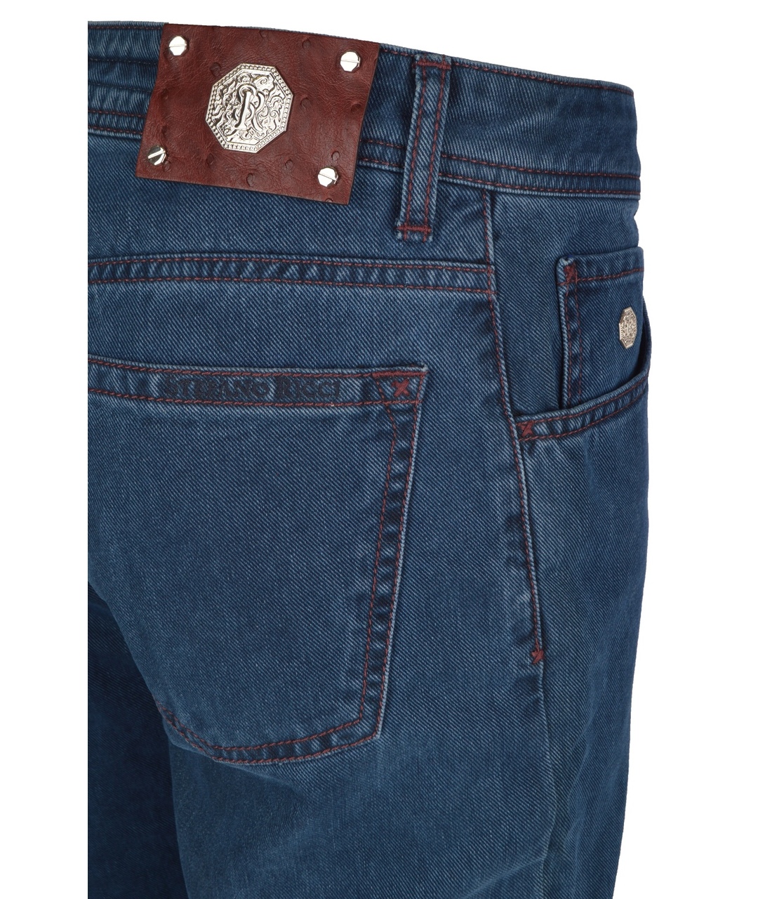 STEFANO RICCI Синие хлопко-лиоцелловые прямые джинсы, фото 3