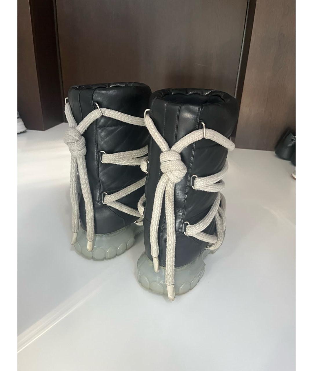 RICK OWENS Черные кожаные высокие ботинки, фото 3