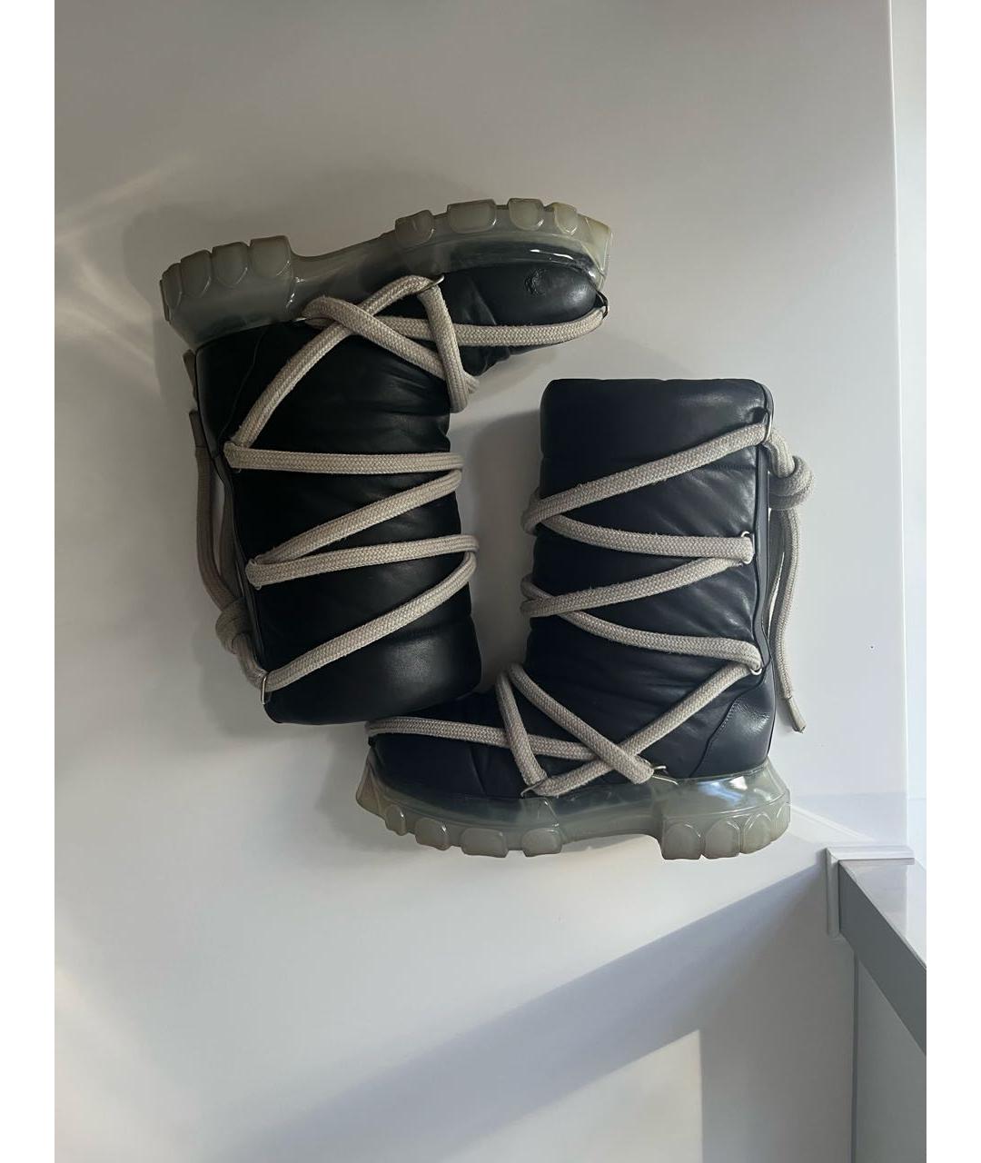 RICK OWENS Черные кожаные высокие ботинки, фото 5