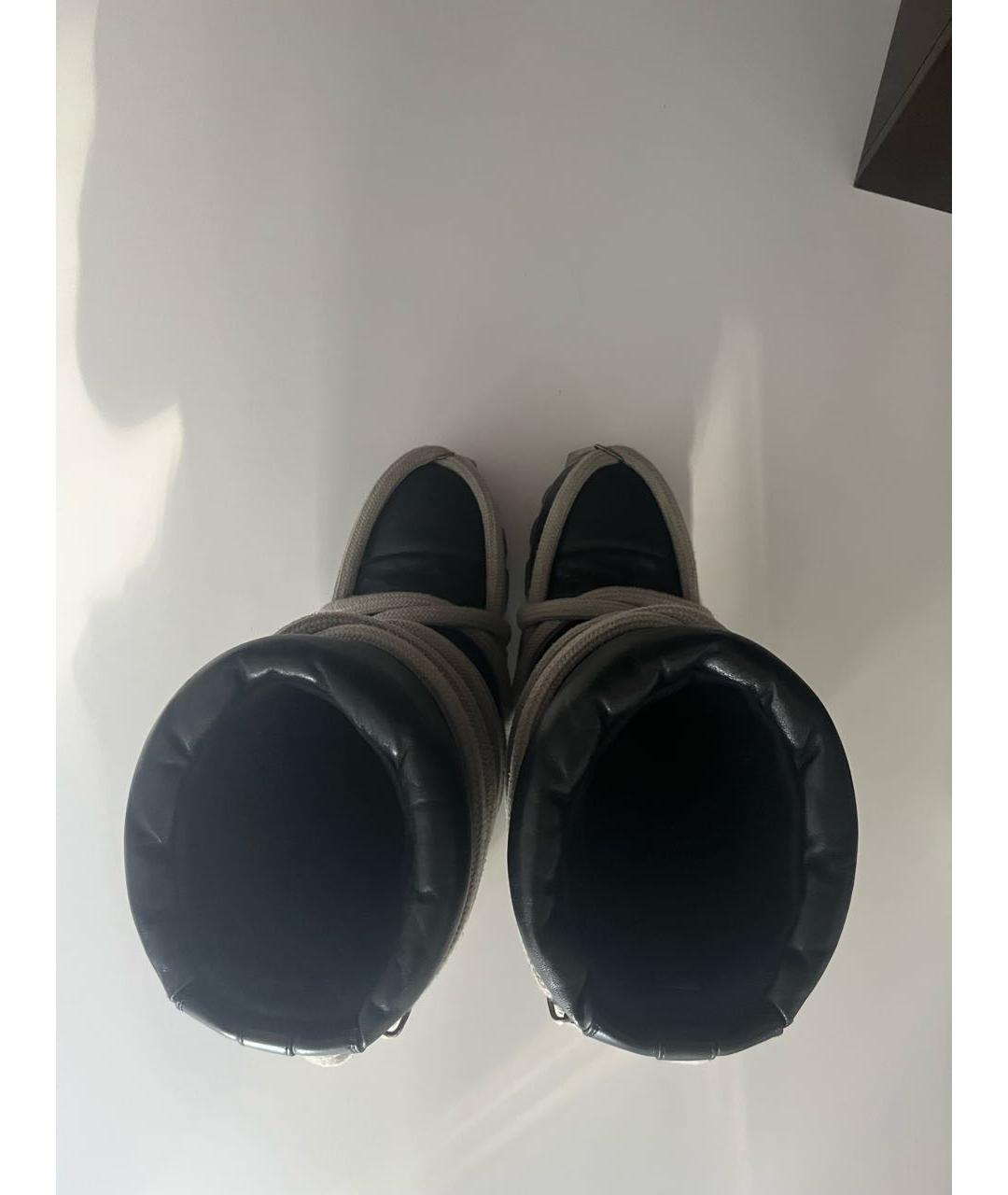 RICK OWENS Черные кожаные высокие ботинки, фото 4