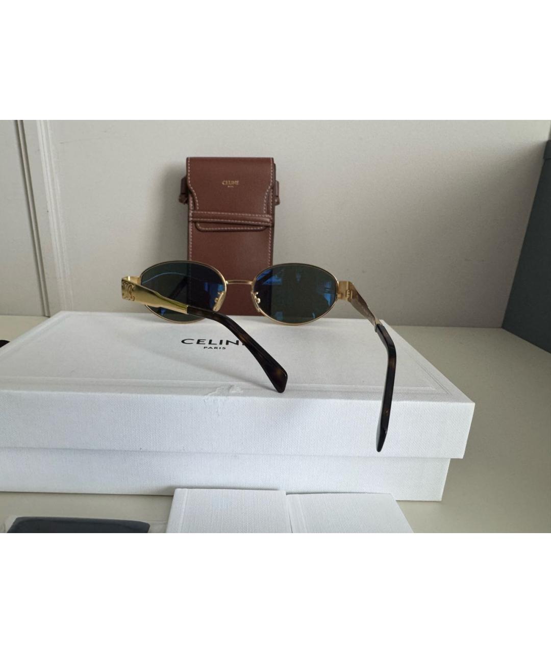 CELINE Золотые металлические солнцезащитные очки, фото 4