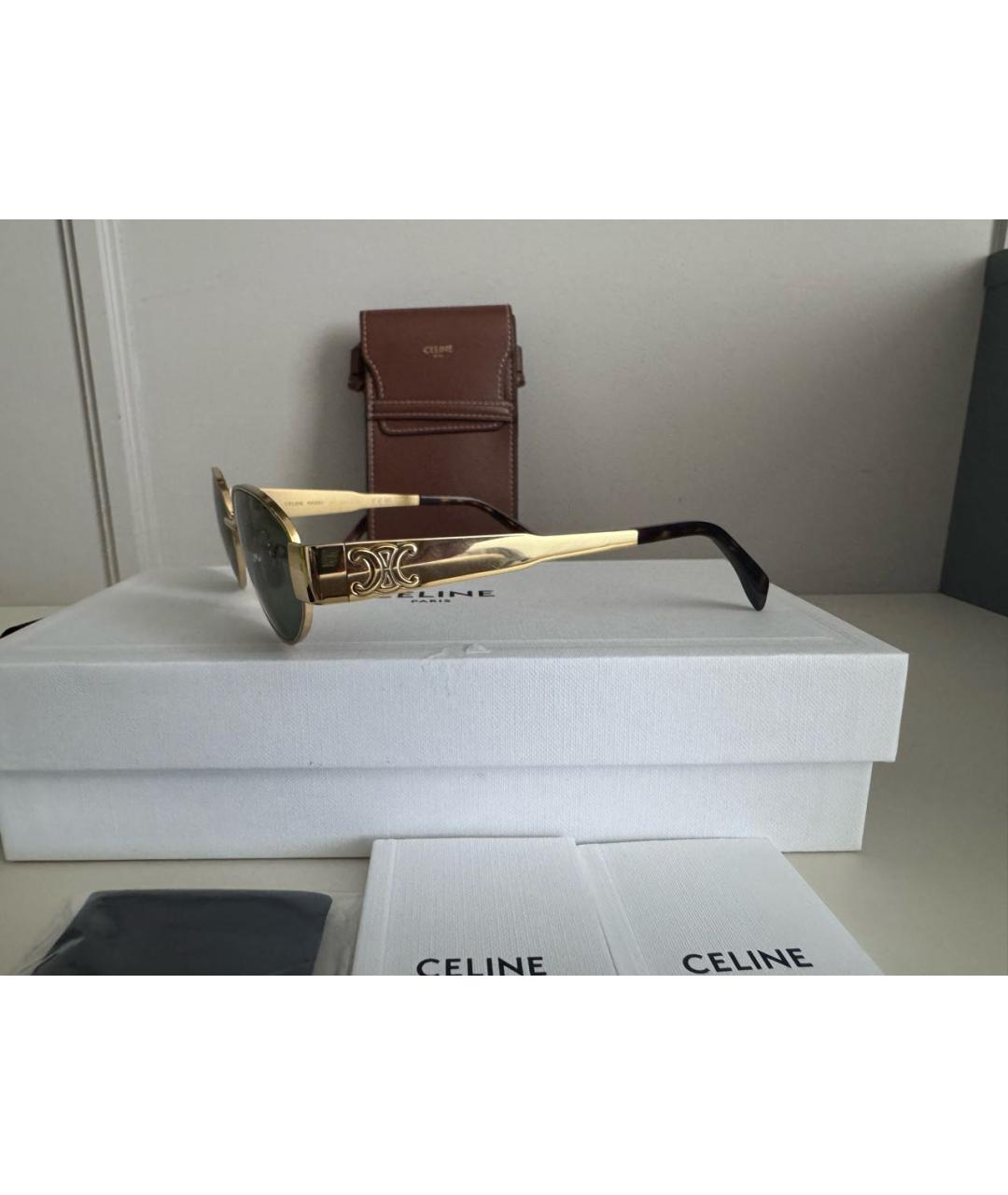 CELINE Золотые металлические солнцезащитные очки, фото 5