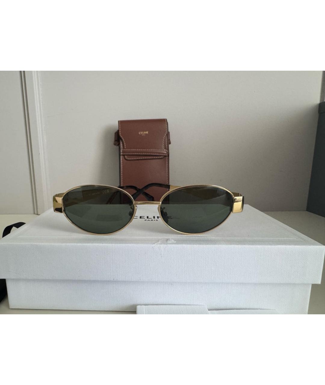CELINE Золотые металлические солнцезащитные очки, фото 2