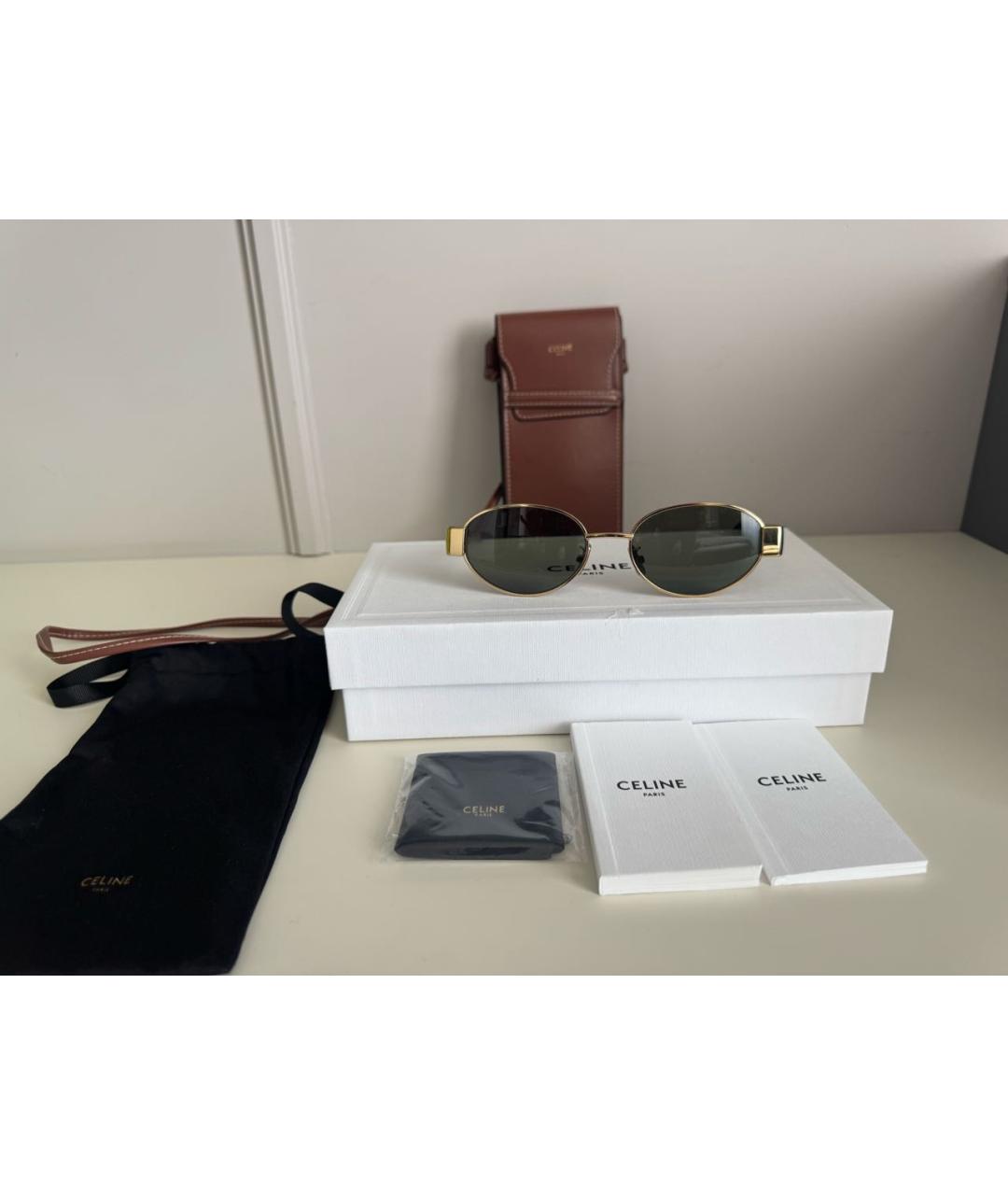 CELINE Золотые металлические солнцезащитные очки, фото 7