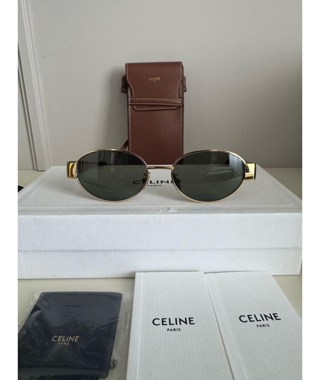 CELINE Золотые металлические солнцезащитные очки, фото 6