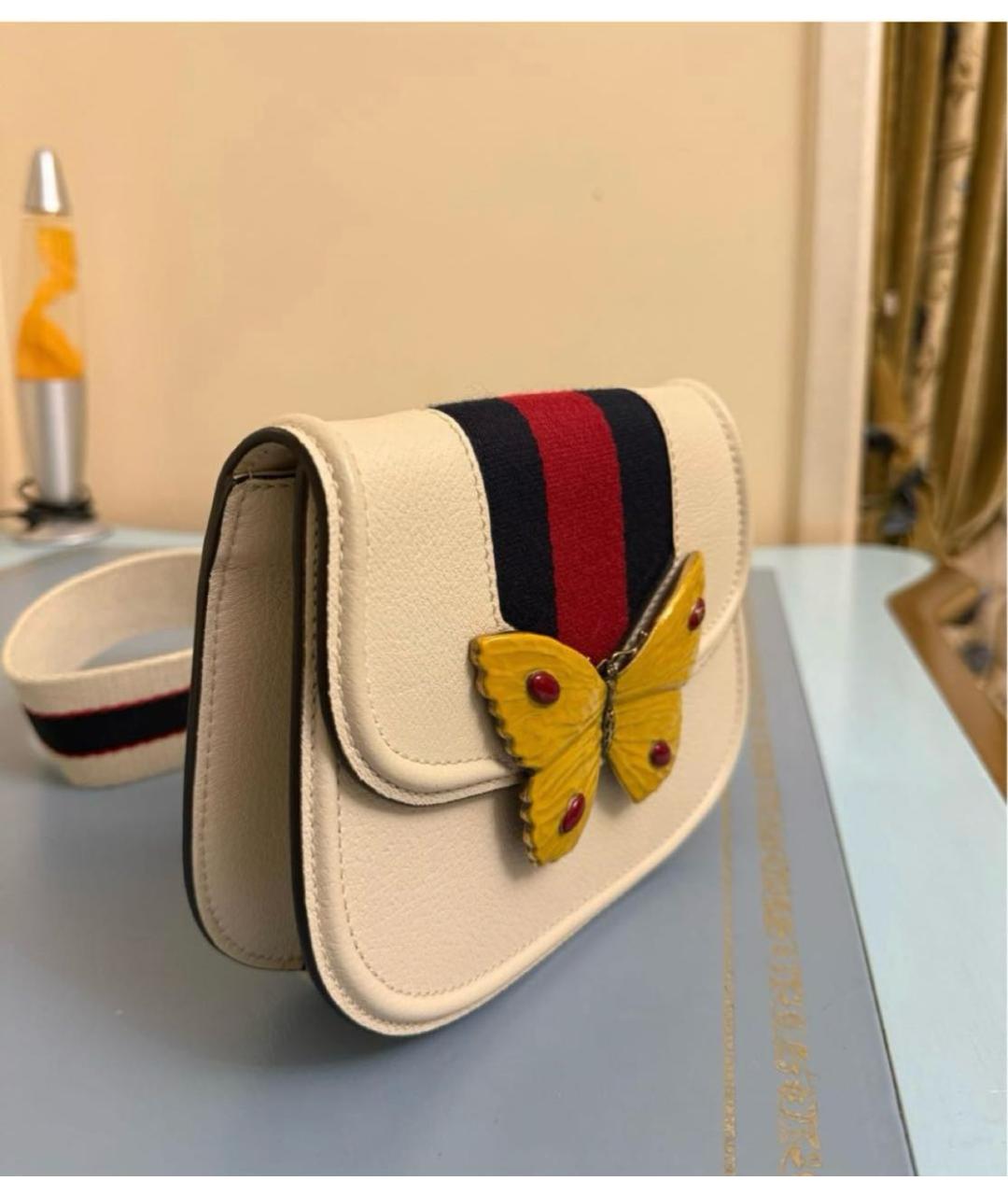 GUCCI Белая кожаная сумка через плечо, фото 2