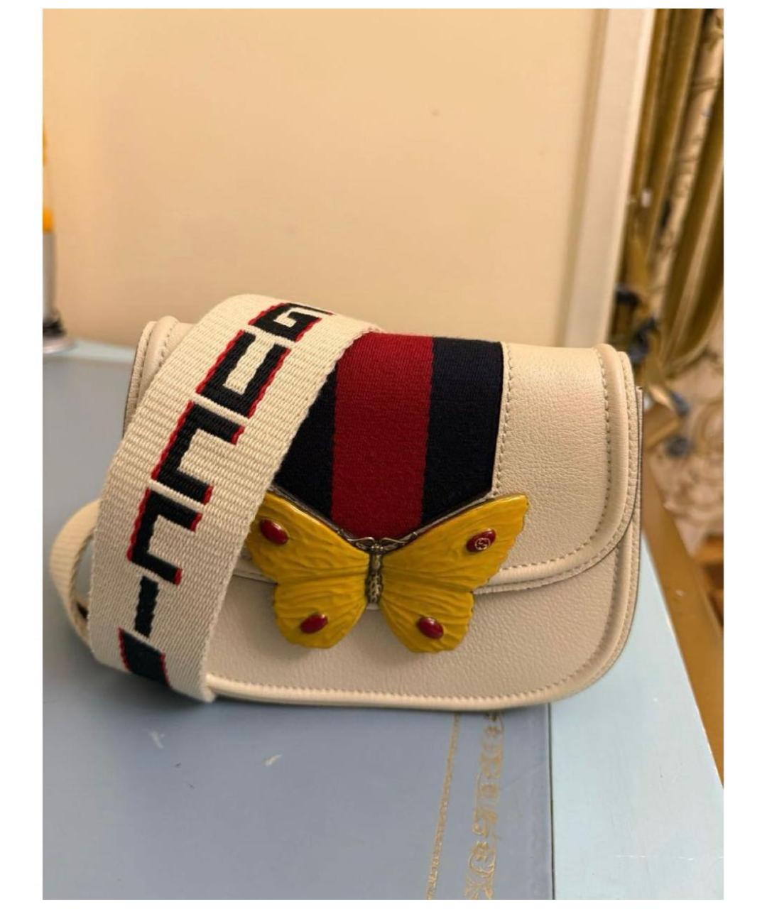 GUCCI Белая кожаная сумка через плечо, фото 5