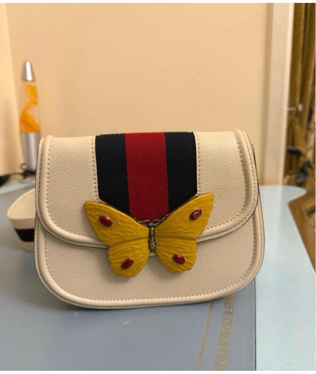 GUCCI Белая кожаная сумка через плечо, фото 7