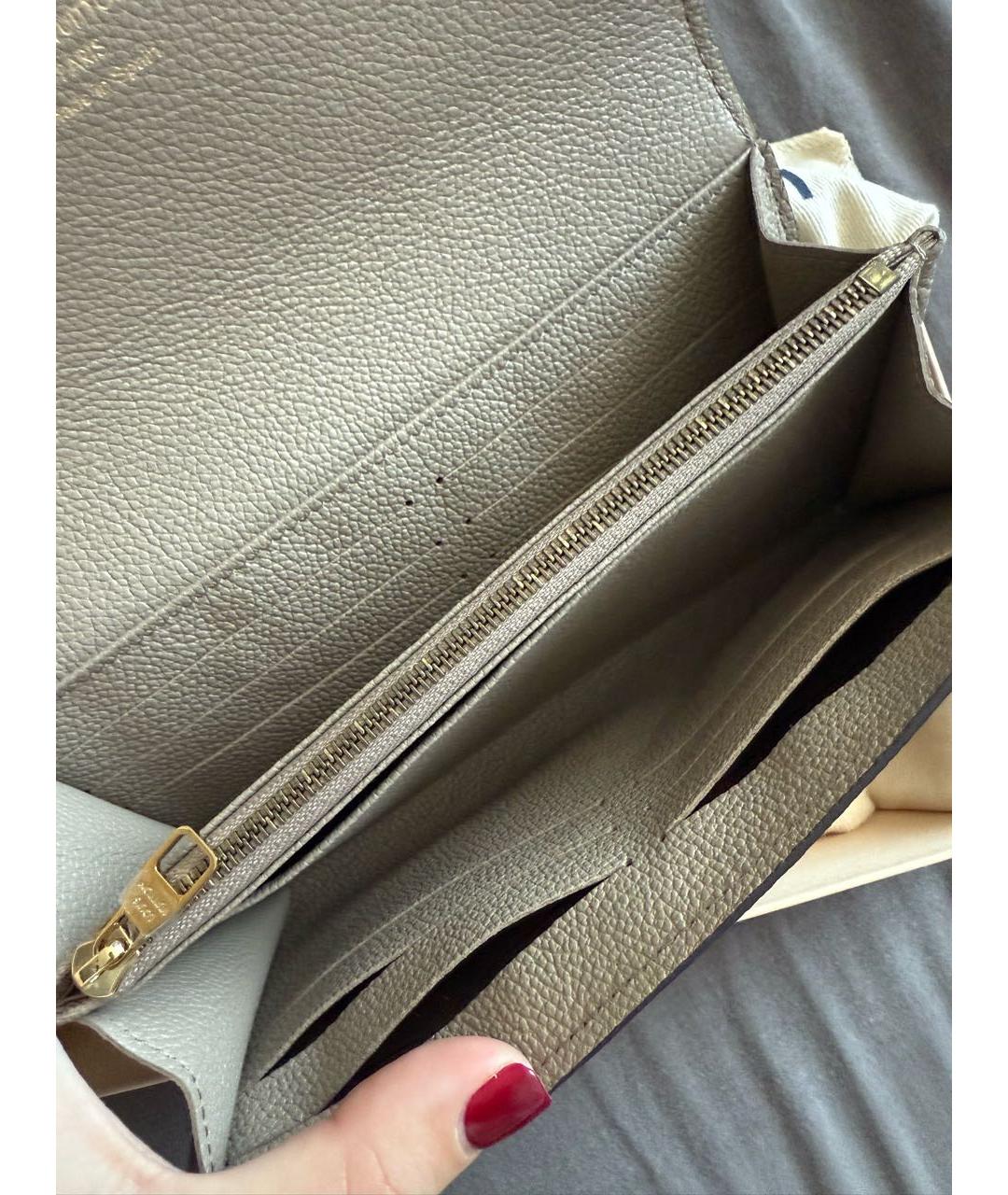 LOUIS VUITTON Бежевый кожаный кошелек, фото 3