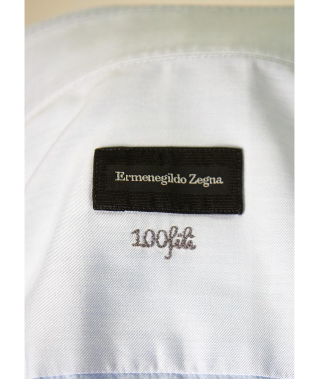 ERMENEGILDO ZEGNA XXX Голубая хлопковая классическая рубашка, фото 3