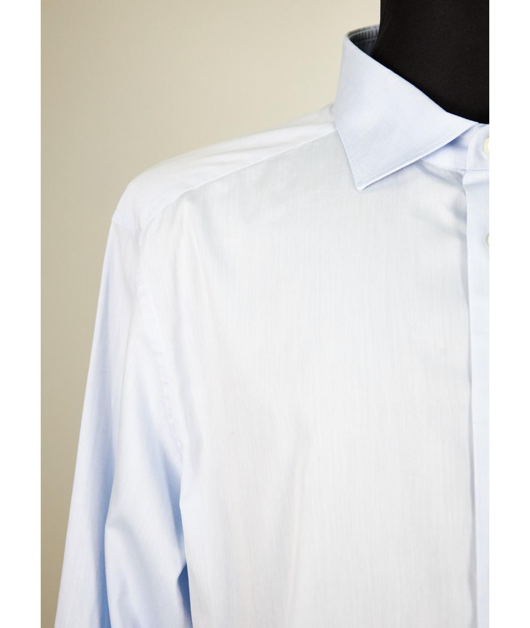 ERMENEGILDO ZEGNA XXX Голубая хлопковая классическая рубашка, фото 5