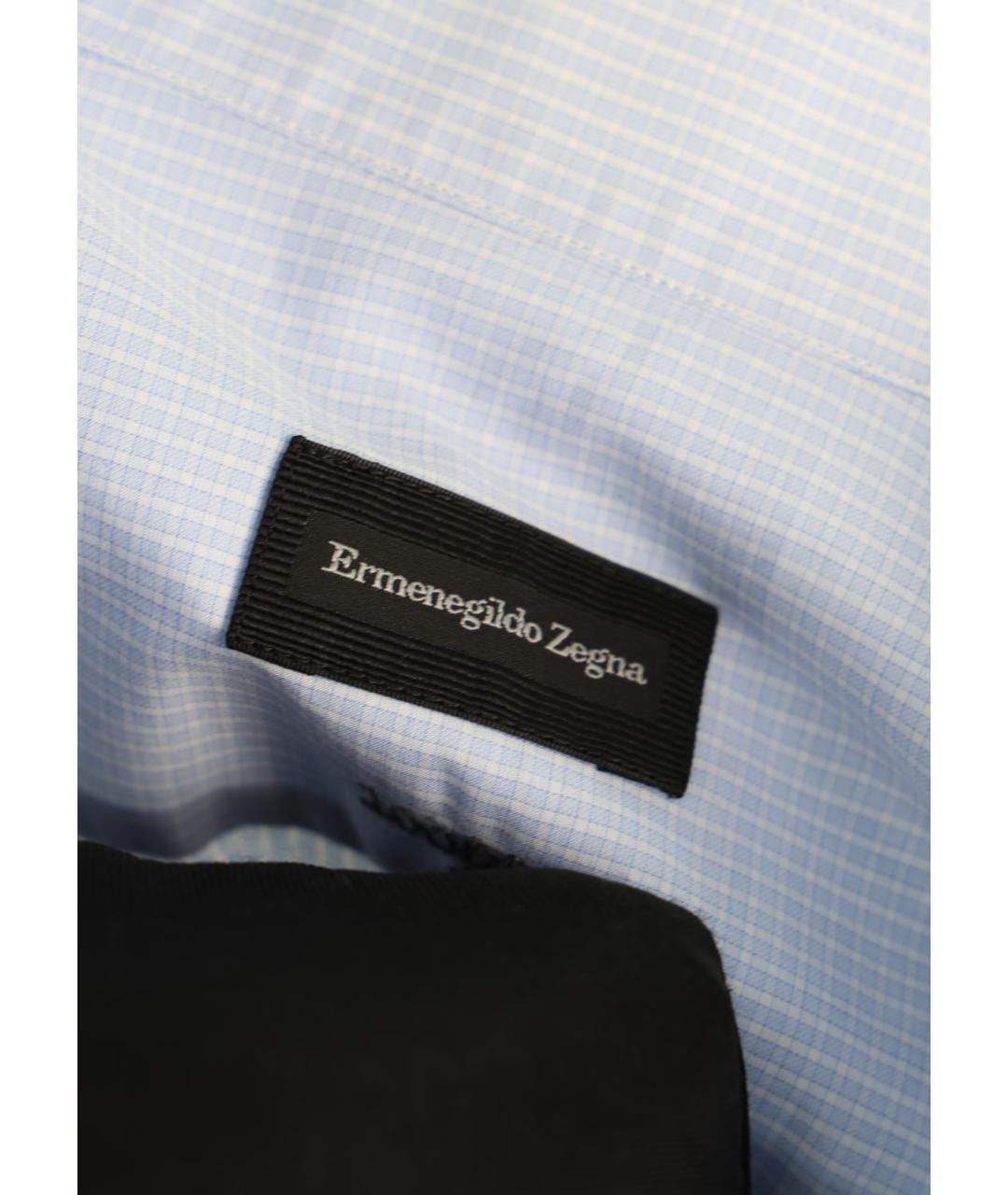 ERMENEGILDO ZEGNA XXX Голубая хлопковая классическая рубашка, фото 3