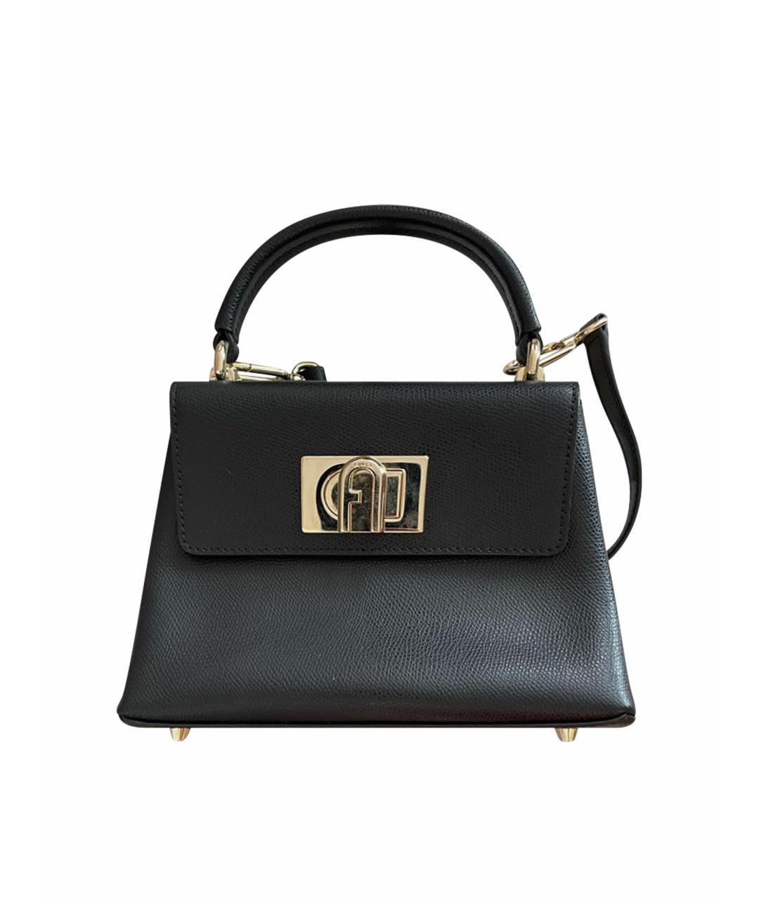 FURLA Черная кожаная сумка с короткими ручками, фото 1