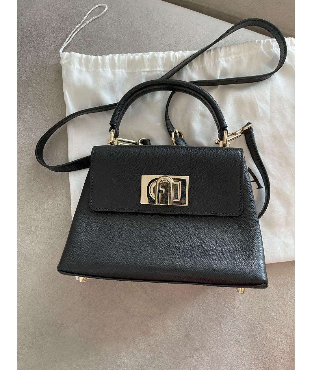 FURLA Черная кожаная сумка с короткими ручками, фото 7