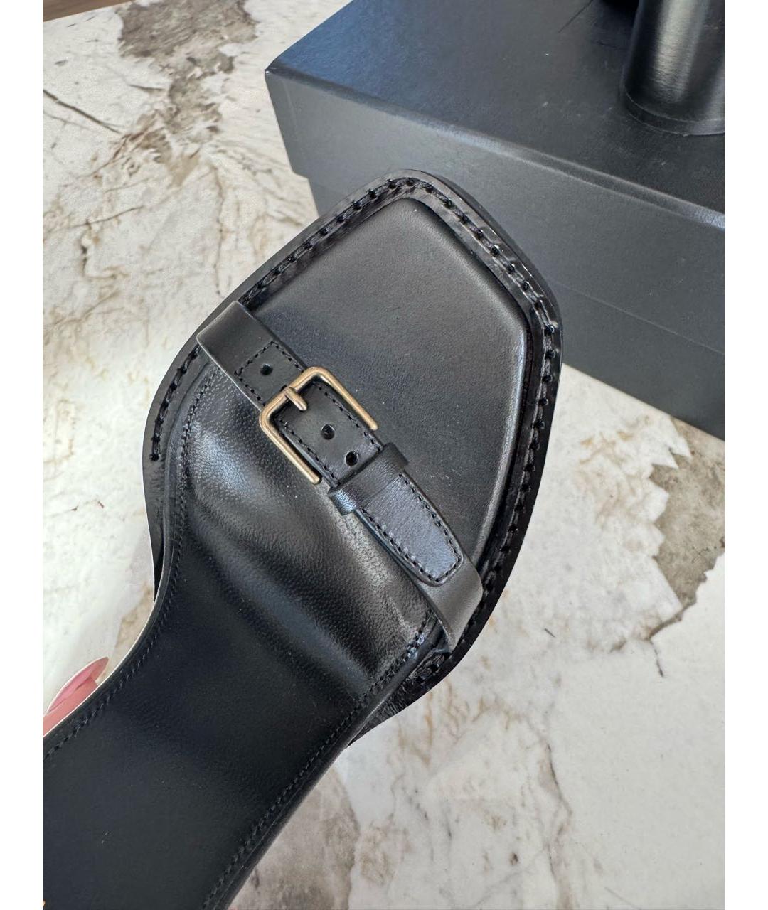 SAINT LAURENT Черные кожаные босоножки, фото 6