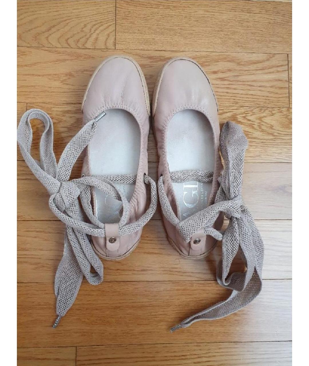 AGL Бежевые кожаные балетки, фото 3