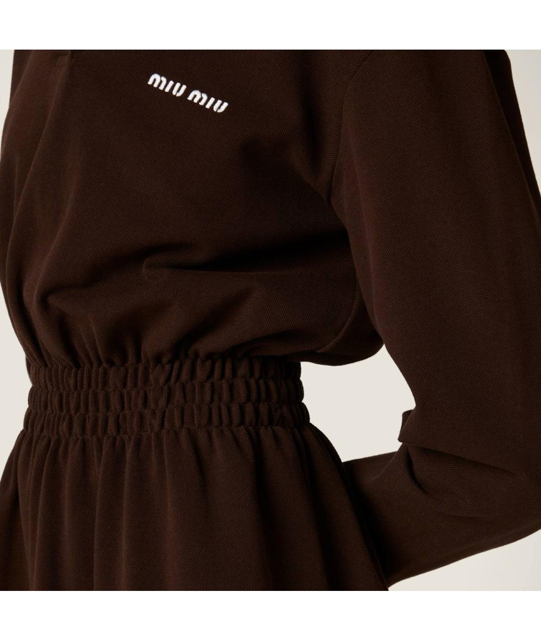 MIU MIU Коричневое хлопковое повседневное платье, фото 5