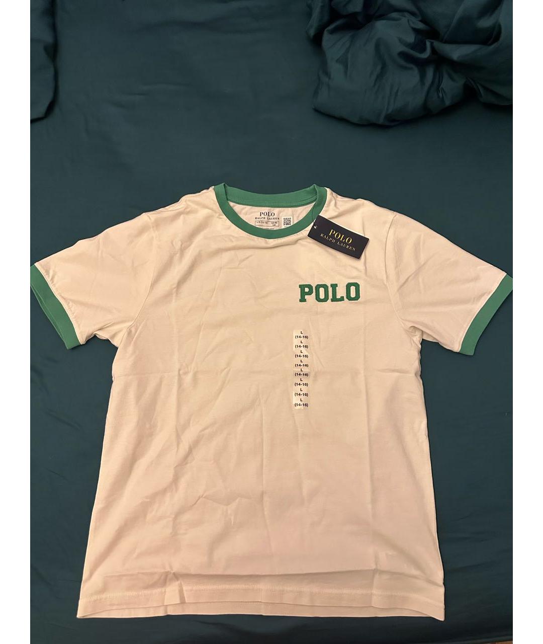 POLO RALPH LAUREN Бежевая хлопковая детская футболка, фото 4