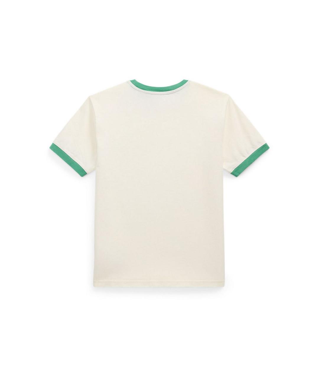 POLO RALPH LAUREN Бежевая хлопковая детская футболка, фото 2