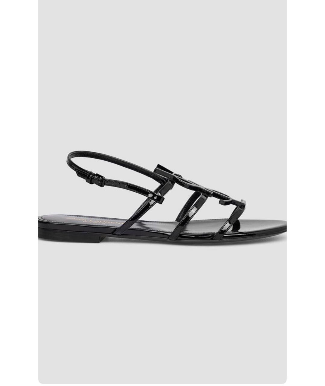 SAINT LAURENT Черные сандалии из лакированной кожи, фото 5