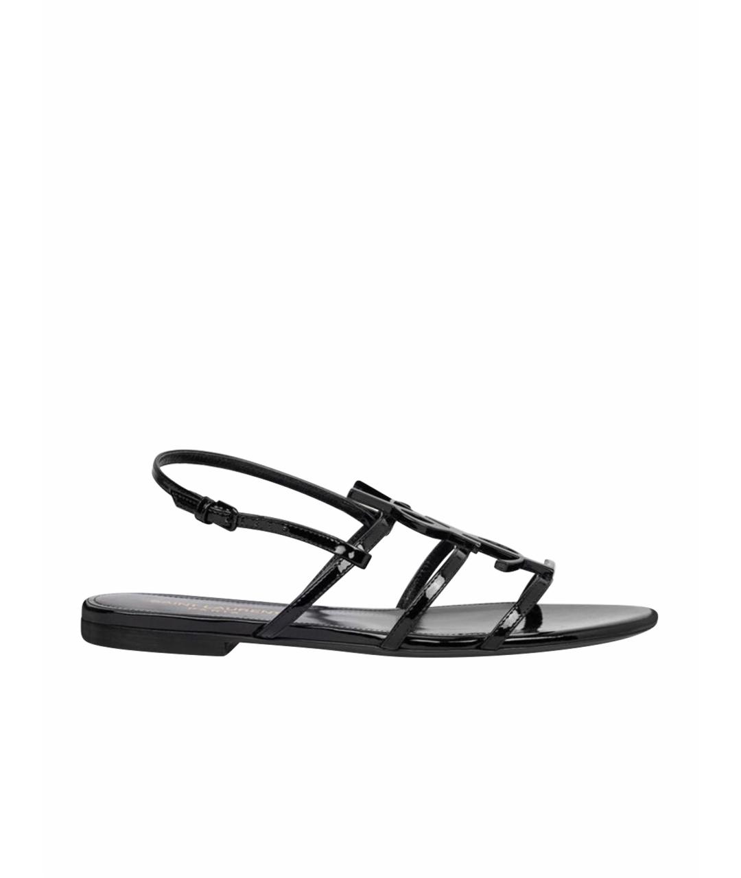 SAINT LAURENT Черные сандалии из лакированной кожи, фото 1