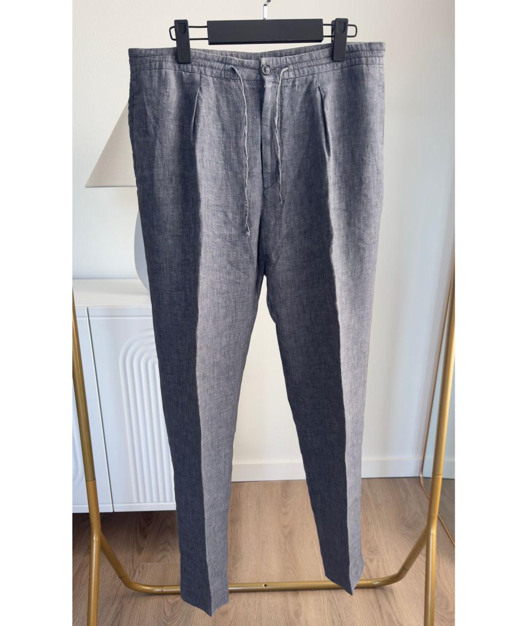 ERMENEGILDO ZEGNA XXX Серые льняные повседневные брюки, фото 6