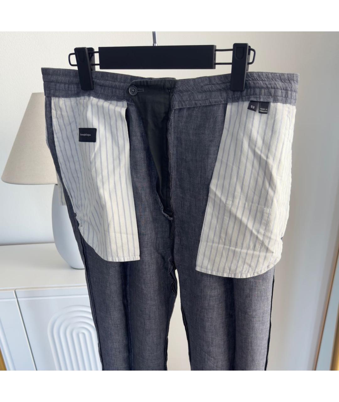 ERMENEGILDO ZEGNA XXX Серые льняные повседневные брюки, фото 3