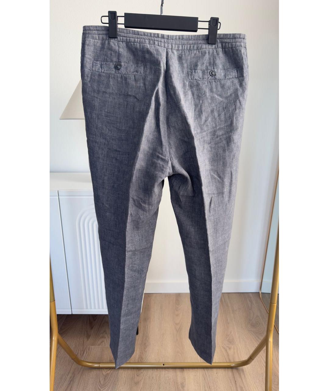 ERMENEGILDO ZEGNA XXX Серые льняные повседневные брюки, фото 2