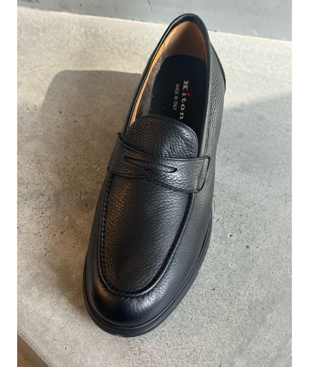 KITON Черные кожаные лоферы, фото 2