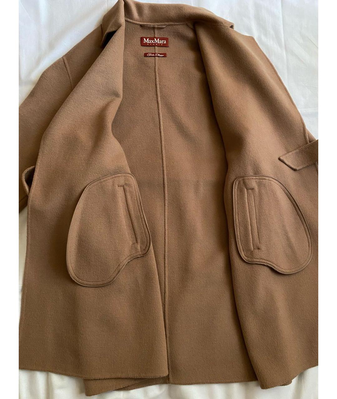 MAX MARA STUDIO Коричневое шерстяное пальто, фото 6