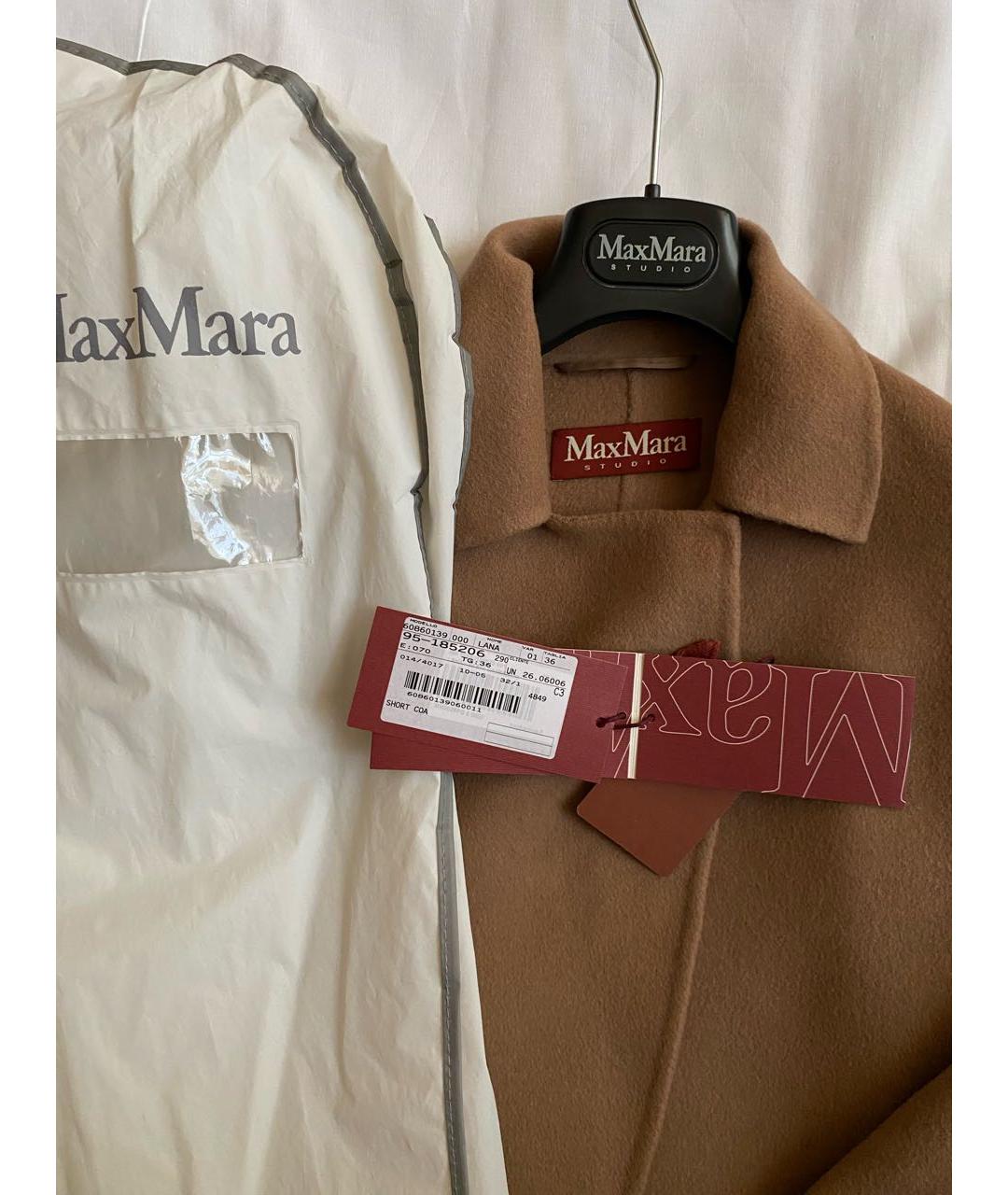 MAX MARA STUDIO Коричневое шерстяное пальто, фото 4