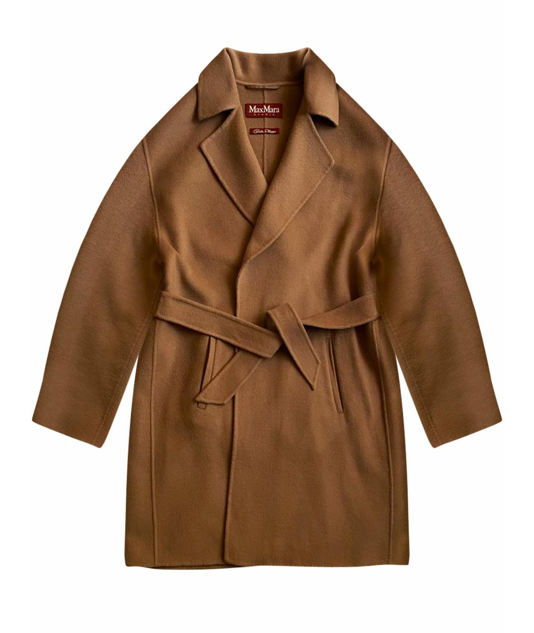 MAX MARA STUDIO Коричневое шерстяное пальто, фото 1