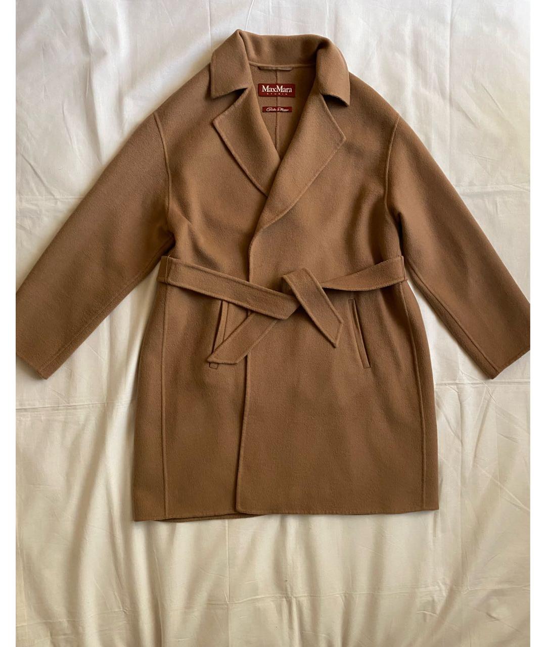 MAX MARA STUDIO Коричневое шерстяное пальто, фото 9