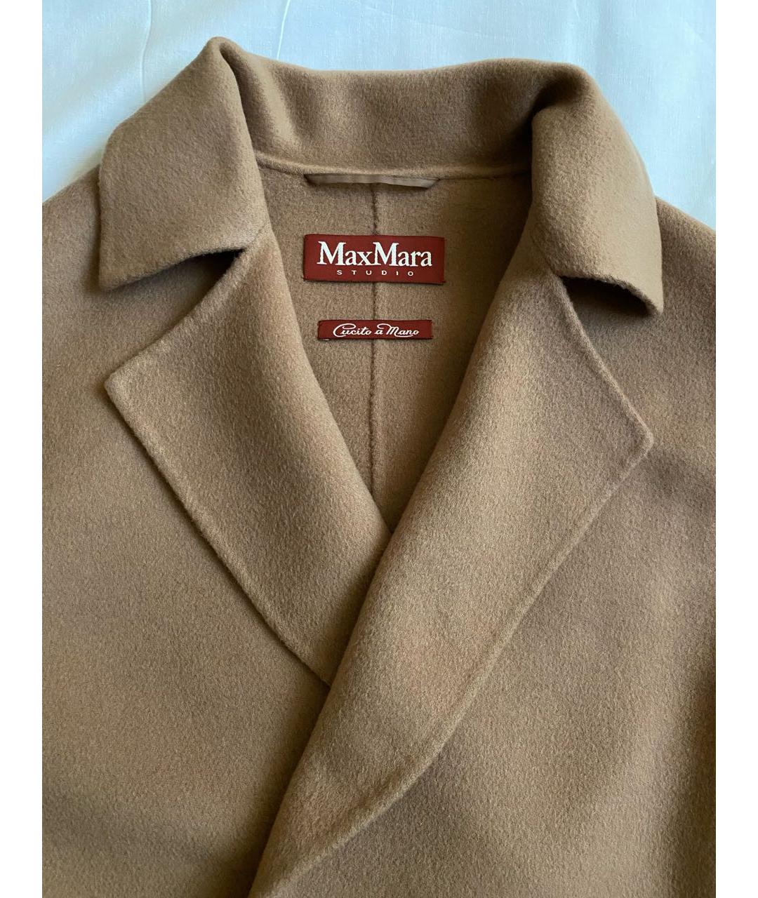 MAX MARA STUDIO Коричневое шерстяное пальто, фото 3