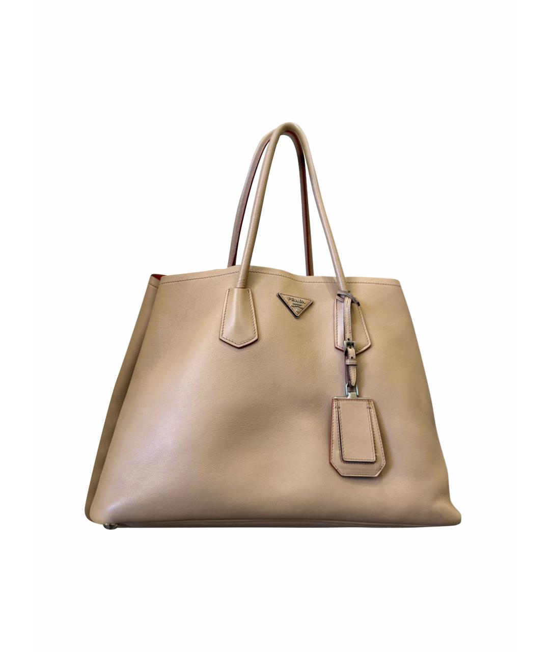 PRADA Бежевая кожаная сумка тоут, фото 1