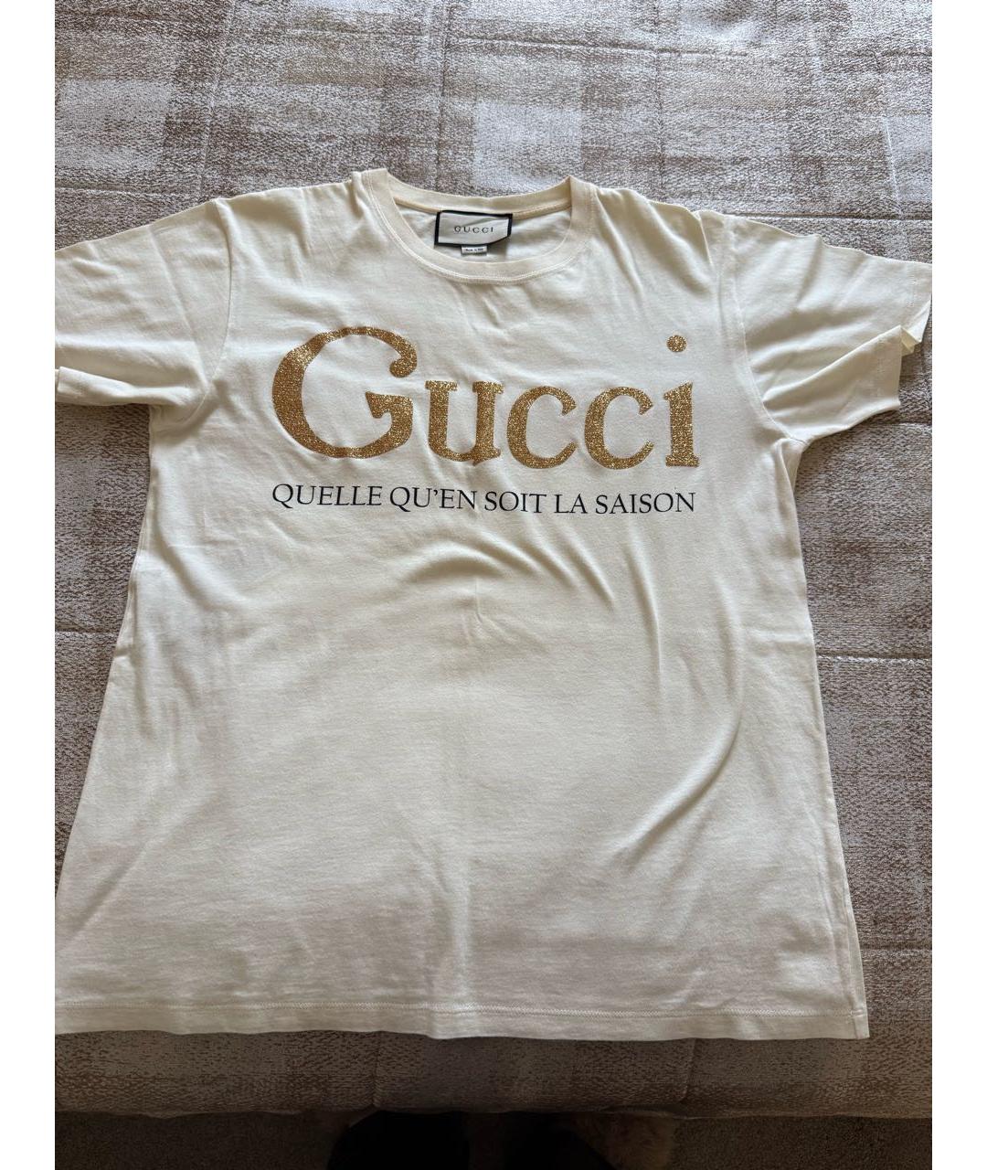 GUCCI Бежевая хлопковая футболка, фото 5