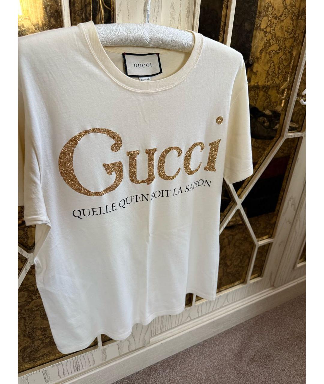 GUCCI Бежевая хлопковая футболка, фото 3