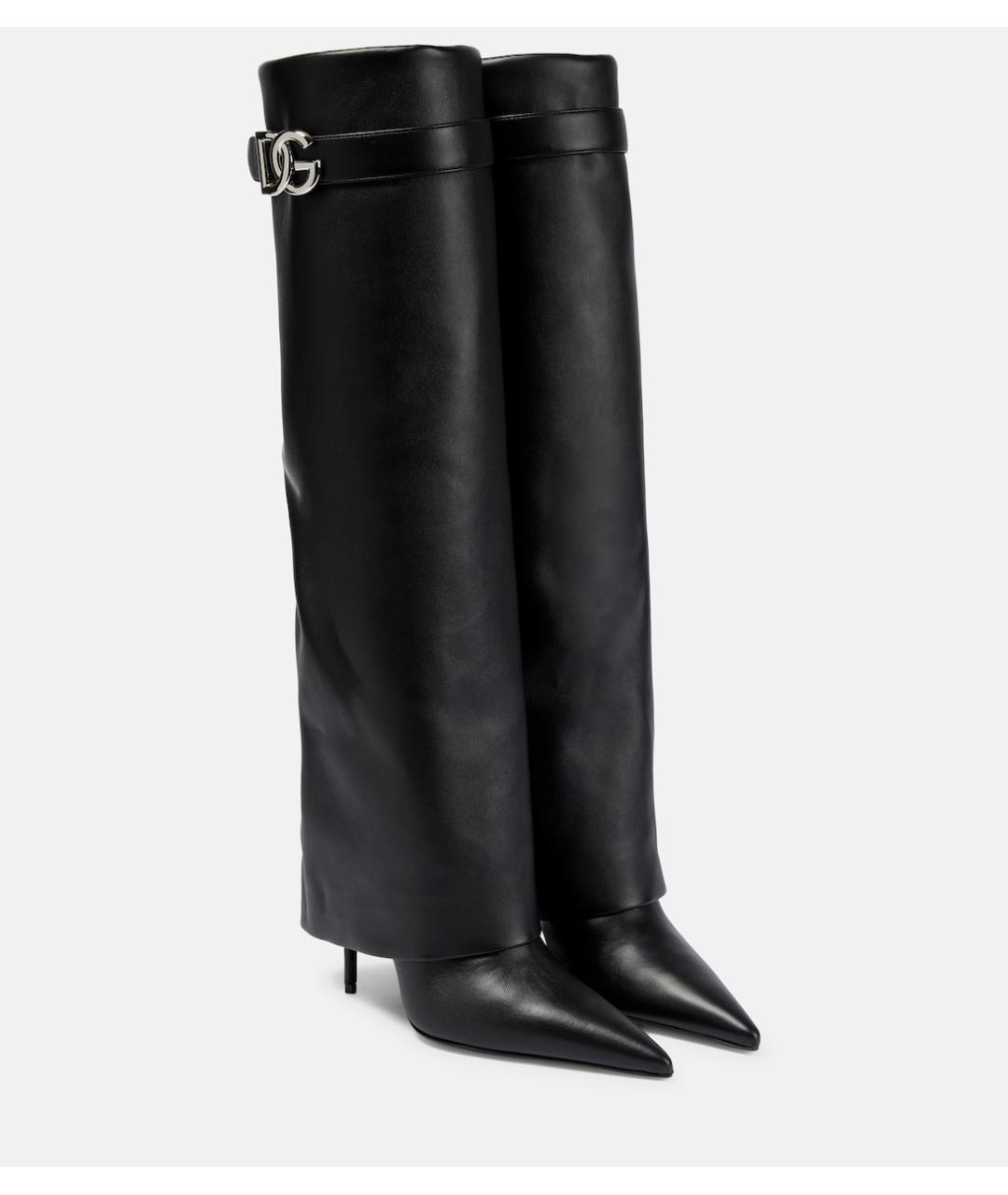 DOLCE&GABBANA Черные кожаные сапоги, фото 10