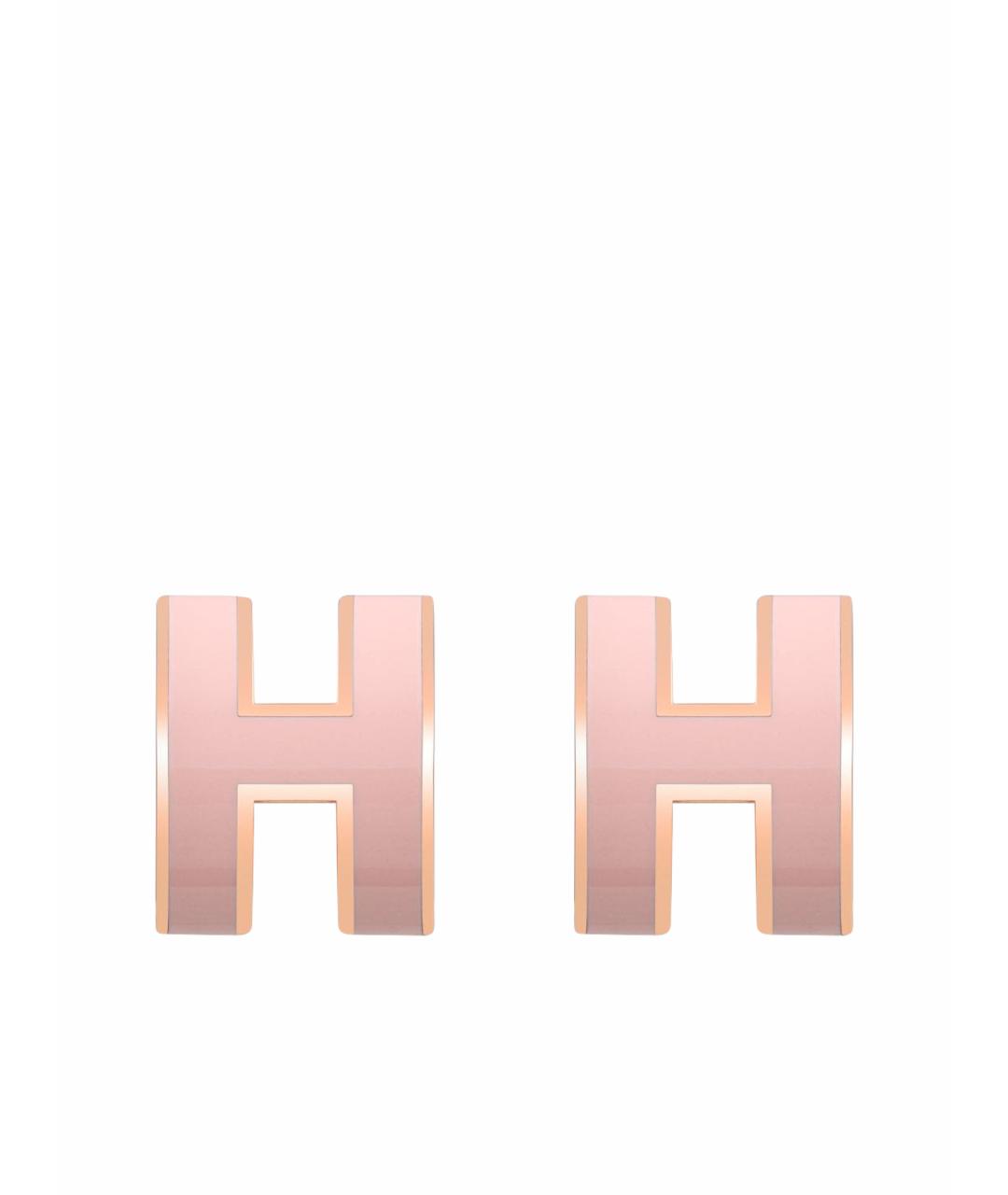 HERMES Розовые металлические серьги, фото 1