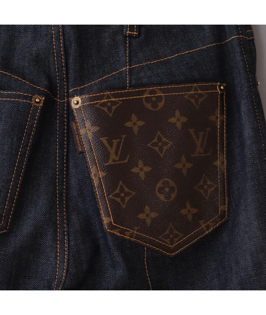 LOUIS VUITTON Синие хлопко-эластановые прямые джинсы, фото 7