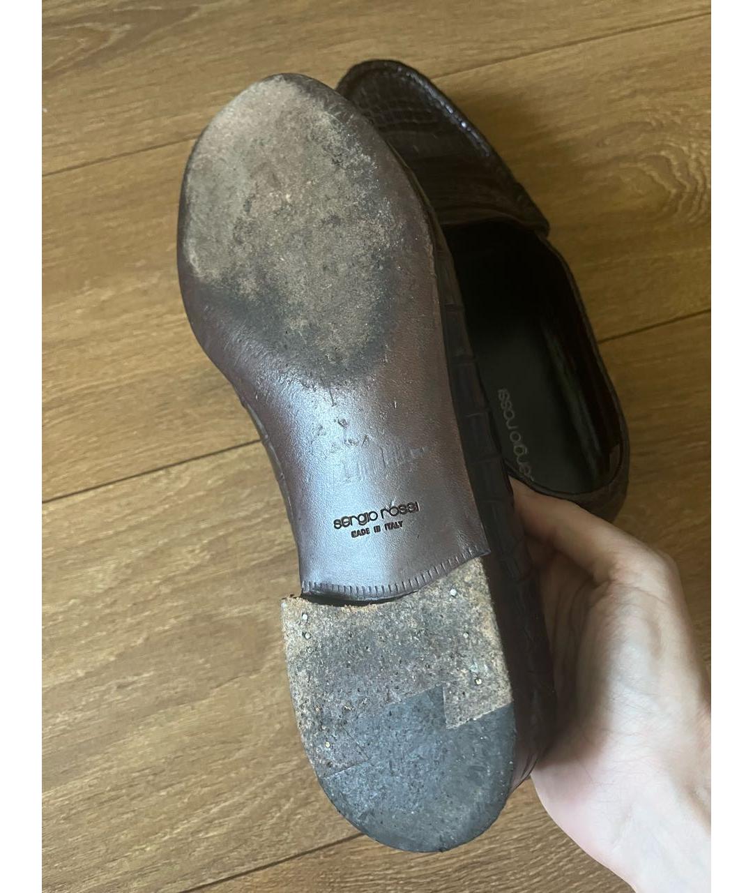 SERGIO ROSSI Коричневые лоферы из экзотической кожи, фото 4