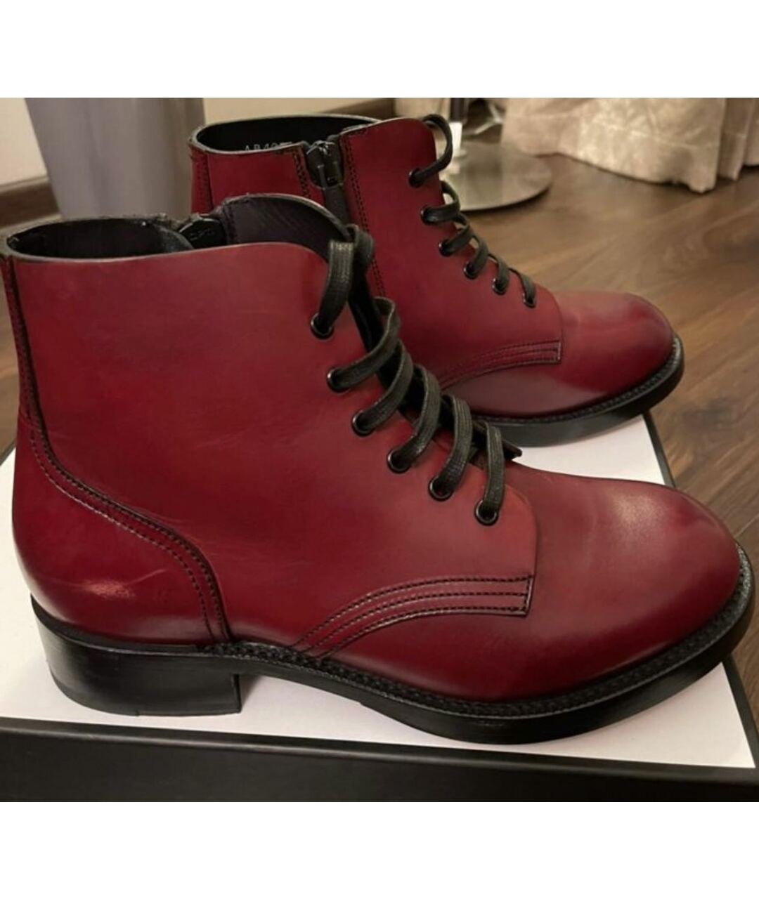DSQUARED2 Бордовые кожаные высокие ботинки, фото 7