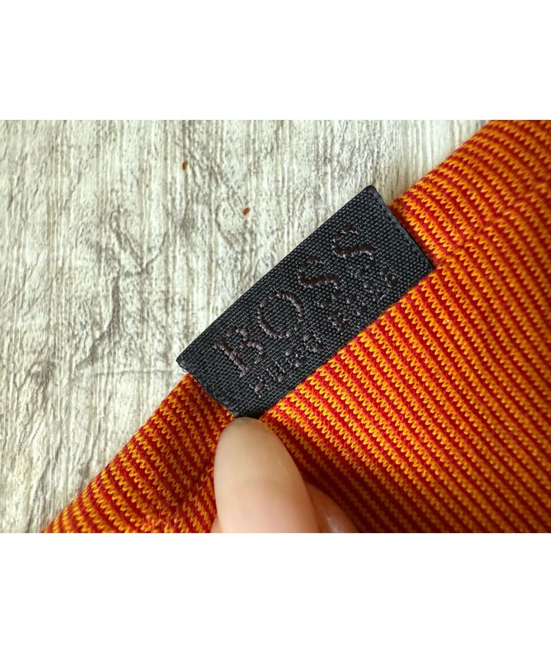 HUGO BOSS Оранжевая хлопковая футболка, фото 3